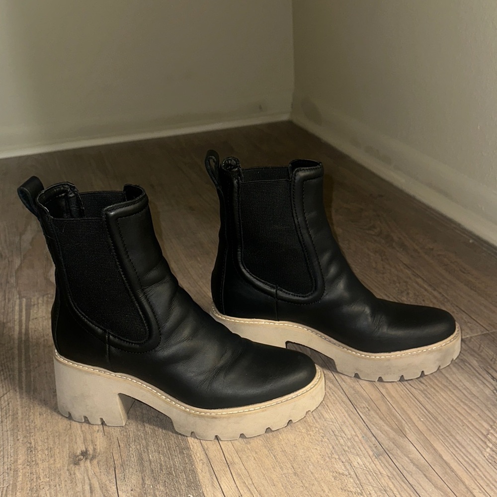 Dolce Vita Black and Cream Ankle Boots